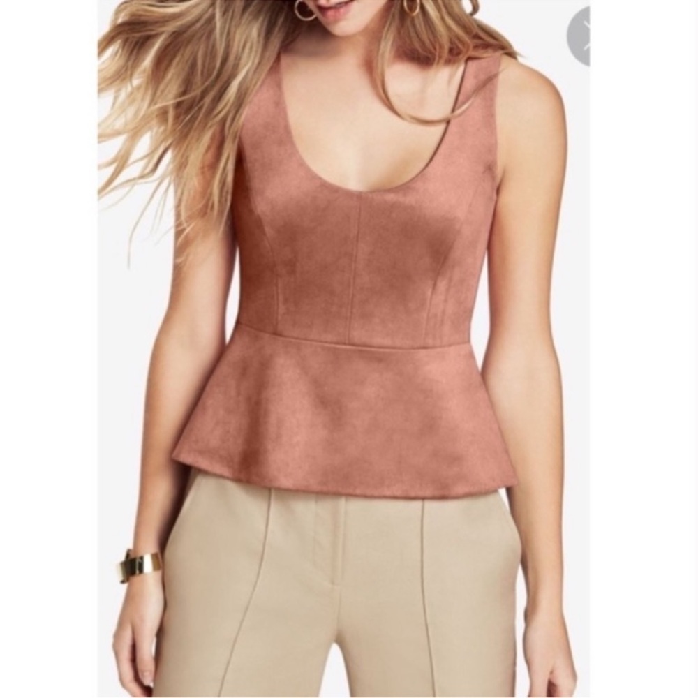 BCBGmaxazria cladiana suede peplum top pink size XS